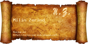 Milin Zerind névjegykártya